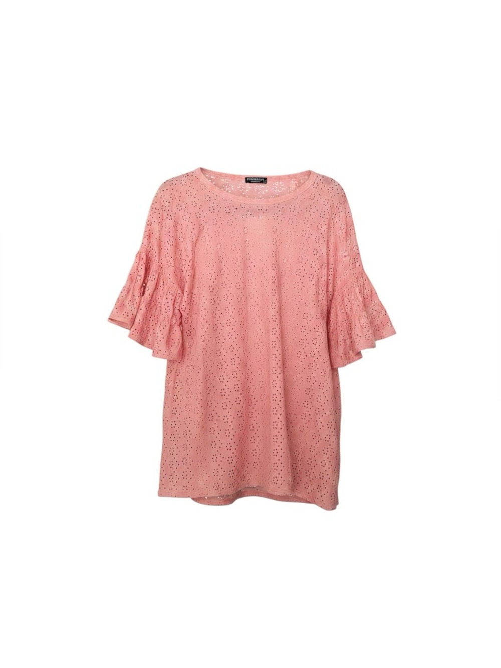 HEIMISH USA Pink Eyelet Top Flutter Sleeves Size Large NWT